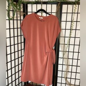 Rust Orange Tie-Waist Dress in Light Terracotta - EXCELLENT CONDITION NEVERWORN